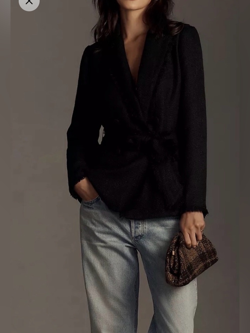 Anthropologie Bishop + Young Frayed Edge Belted Blazer small